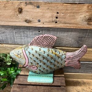 Rustic Nautical Pink and Blue Fish Decor
